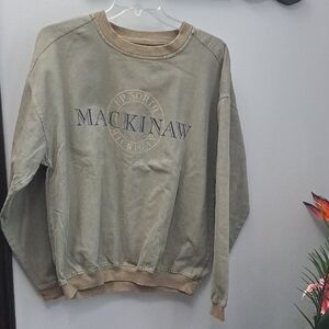 Mackinaw Up North Michigan Vtg Cotton Gear For Sports Olive Sweatshirt